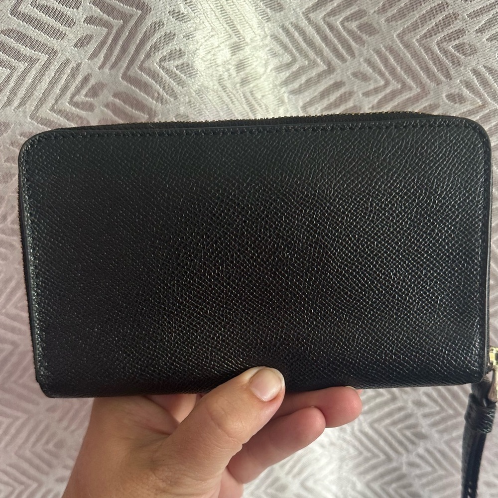 Coach Zip Around Crossgrain Leather Wallet - Black LIKE NEW - Picture 3 of 6